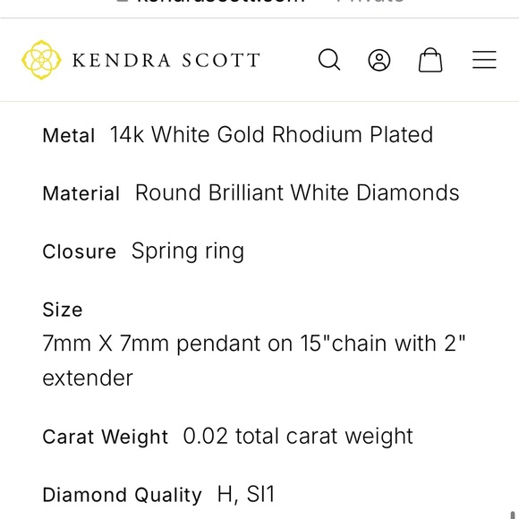 New Kendra Scott Fleur 14k White Gold Pendant Necklace - Picture 7 of 7